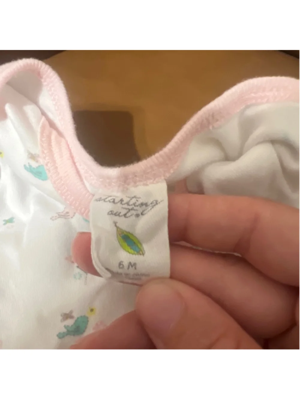 Baby Starting Out Bodysuit 6 Months White Pink Bunny Print